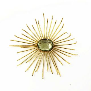 Nyjewel 14k Yellow Gold Special Design Green Gemstone Pin Brooch 57 X 54mm 6.  3g