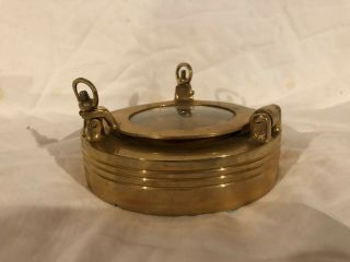 Vintage Brass Nautical Glass Porthole Ashtray Maritime