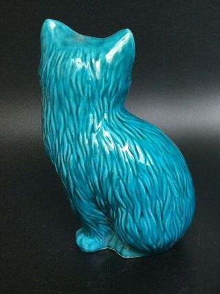 Vintage Blue Glazed Chinese Porcelain Cat Figurines 6.  5”