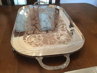 Vintage Old Viners Ltd Silver Plated Chased Claw Footed Drinks Tray