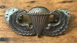 Vintage Sterling Silver U.  S.  Army Parachute Paratrooper Airborne Jump Wings Pin