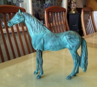 Old Vtg Collectible Large Brass Bronze Horse Statue Figure Figurine 10 " X 9.  5 "
