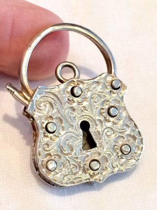 Fine Antique Hand Made Large Silver Padlock Clasp Poss For Agate Bracelet By Dcm