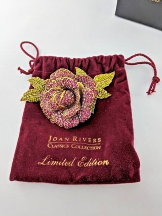 Stunning Joan Rivers Luxe Pink Rose Pin Brooch Ltd.  Ed.  Numbered Nib With