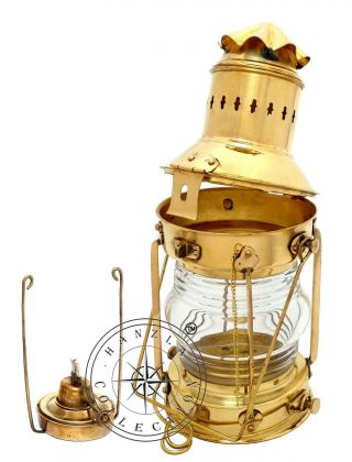 Vintage Brass Oil Lamp Maritime Ship Lantern 15 