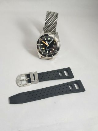 Squale 1521 50 ATMOS BLACK DIAL SILVER / BLACK BEZEL BOX AND PAPERS RARE 10