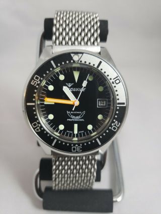 Squale 1521 50 Atmos Black Dial Silver / Black Bezel Box And Papers Rare