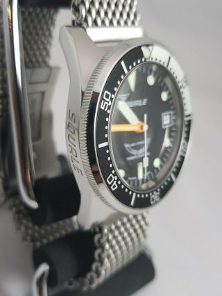 Squale 1521 50 ATMOS BLACK DIAL SILVER / BLACK BEZEL BOX AND PAPERS RARE 3