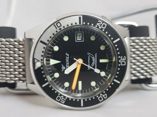 Squale 1521 50 ATMOS BLACK DIAL SILVER / BLACK BEZEL BOX AND PAPERS RARE 5
