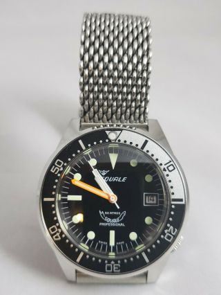 Squale 1521 50 ATMOS BLACK DIAL SILVER / BLACK BEZEL BOX AND PAPERS RARE 7