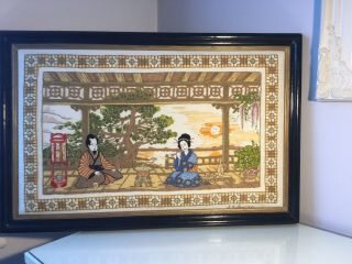 Vintage Handmade Tapestry Oriental Picture.  Signed