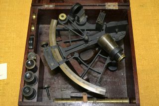 Vintage London James Crichton Sextant With All Accessories
