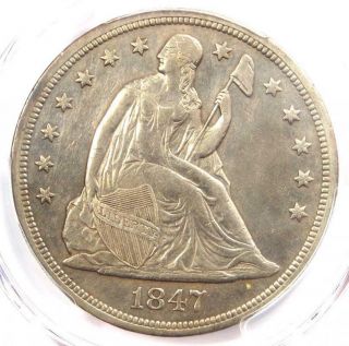 1847 Seated Liberty Silver Dollar $1 - Pcgs Au Details - Rare Early Date Coin