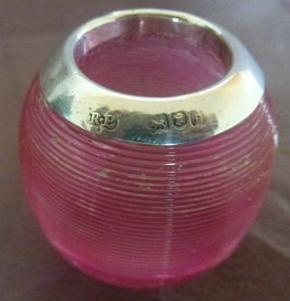 Victorian Silver Topped Pink Glass Match Striker By Robert Pringle 1901
