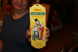 Rare Vintage C.  1930 Hutchinson Bicycle Motorcycle Tires Gas Station Metal Sign