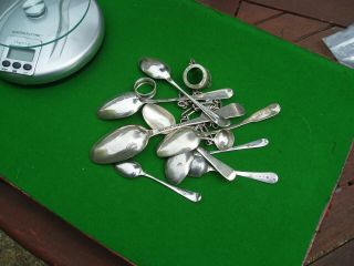 Scrap Sterling Silver Items,  275 gms mostly Georgian Era Spoons all hallmarked. 2