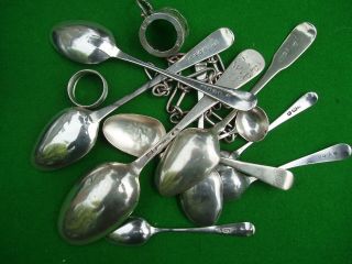Scrap Sterling Silver Items,  275 gms mostly Georgian Era Spoons all hallmarked. 3