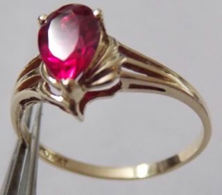 Vintage 10k Solid Gold Ring Jewelry Ruby Gemstone Women Size 8