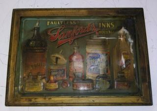 Old Antique Vintage Advertising Sign Tin Embossed Sanford 
