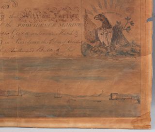 19thC Antique 1820 Rhode Island Harbor Engraving,  Providence Marine Society,  NR 6