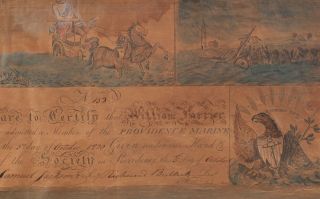 19thC Antique 1820 Rhode Island Harbor Engraving,  Providence Marine Society,  NR 7