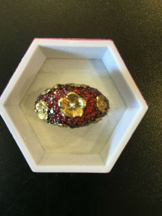 Authentic Stephen Dweck Sterling Red Sapphire Diamonds Gold Flower Ring - Size 9