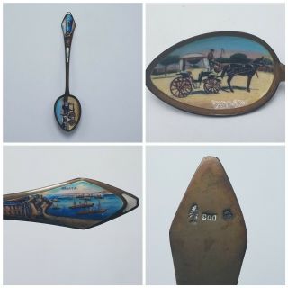 Rare 800 Silver And Enamel Bowl & Handle Malta Souvenir Spoon Ca 1900 - 1910 5 "