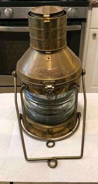 Vintage Brass Ship Anchor Lantern