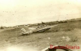 Org.  Photo: Abandoned Japanese Bomber W/ Tail Markings On Airfield