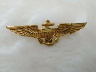 Vintage Military Navy Pilot Wings Shield Anchor Sterling Silver 1/20 10k