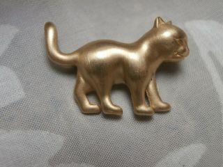 14k Solid Brushed Yellow Gold Cat Kitten Pin Brooch Skal 6.  2 Grams Not Scrap