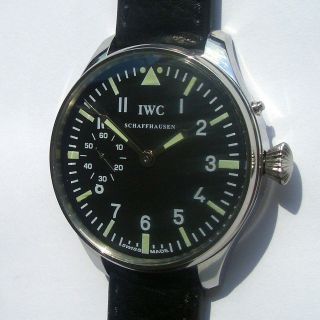 Rare Big Military Iwc Schaffhausen Swiss Watch Steel Case Aviator Pilots Ww2