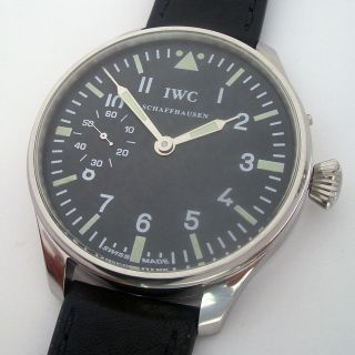 Rare Big Military IWC Schaffhausen Swiss Watch Steel Case Aviator Pilots WW2 3