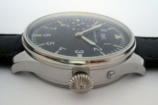 Rare Big Military IWC Schaffhausen Swiss Watch Steel Case Aviator Pilots WW2 6