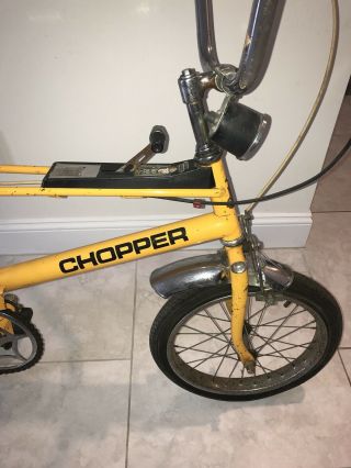 Vintage 1970’s Raleigh Chopper Muscle Boys Yellow Bike 5 speed Banana Seat 7