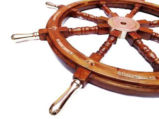 Halloween Ship Wheel 36 Inches Anchor & Strips with Brass Handles Wall Decor 2