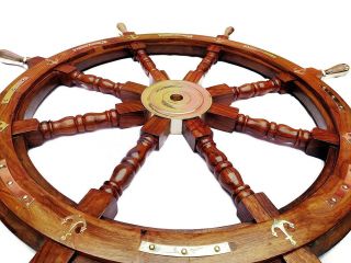 Halloween Ship Wheel 36 Inches Anchor & Strips with Brass Handles Wall Decor 3
