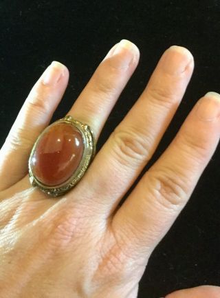 Huge Stephen Dweck Ring Orange Bronze Floral Carved Size 6 3/4 NWOT 2