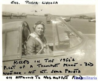 Org.  Photo: Us Navy Pilot Posed W/ F6f Hellcat Fighter Plane On Airfield