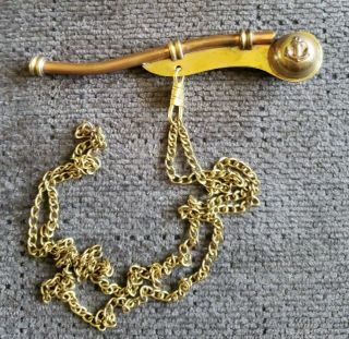 Rare Vintage Us Navy Brass Copper Boatswain Whistle Military