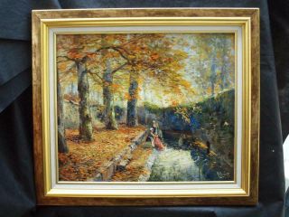 LARGE 19th Century FRENCH IMPRESSIONIST WOMEN WASHING Antique Oil Painting 2
