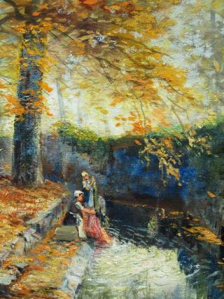 LARGE 19th Century FRENCH IMPRESSIONIST WOMEN WASHING Antique Oil Painting 6