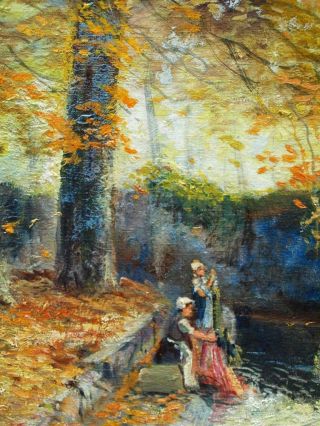 LARGE 19th Century FRENCH IMPRESSIONIST WOMEN WASHING Antique Oil Painting 7