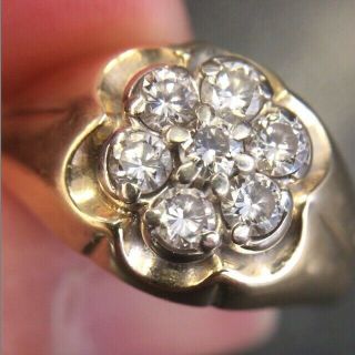 Vintage 14k Gold And Diamond Cluster Ring,  Approx 0.  70 TCW, 2