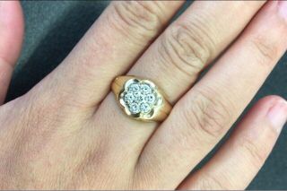 Vintage 14k Gold And Diamond Cluster Ring,  Approx 0.  70 TCW, 5