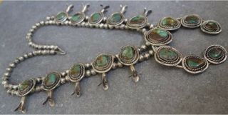 Vintage Royston Squash Blossom Necklace Native Navajo American Indian Sterling 3