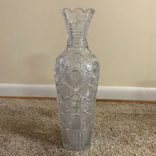 Antique 19th C.  American Brilliant Period Cut Glass Vase 17 1/2 "