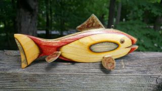 Folk Art Trout Spearing Decoy - Dye Hard Fish Decoy By Ras - Unique And