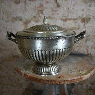 Antique English Silver Plate Tureen Punch Bowl Ice Bucket Urn Hand Chased