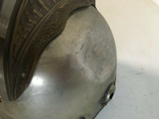 Antique French Cuirassier Cavalry Helmet Full Size Labeled 141 Leather in tact 10
